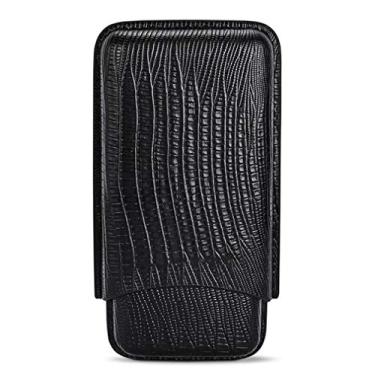 Imagem de Estojo de couro para charutos com 3 tubos, caixa umidificadora de charutos portátil com cortador de charutos - Ótimo presente para homens