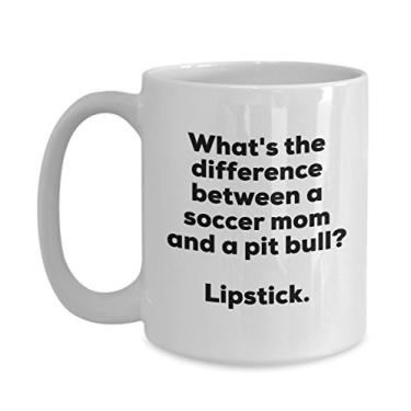 Imagem de Presente para mãe de futebol – Diferença entre uma mãe de futebol e uma caneca Pit Bull – Batom – de Natal