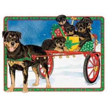 Imagem de Rottweiler Conjunto de 10 cartões de Natal e 10 envelopes