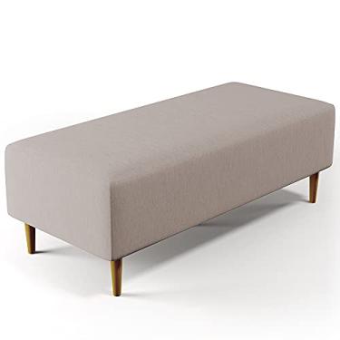 Imagem de Puff Decorativo Sala de Estar Bali W01 Pés Palito 120x50 cm Linho Bege - Lyam Decor