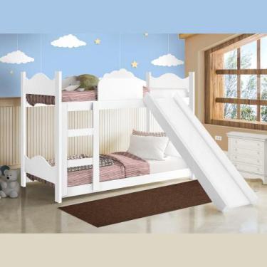 Imagem de Beliche Cama Solteiro Infantil Com Escada Escorregador Proteção Latera