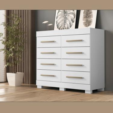 Imagem de Cômoda Nalu 8 Gavetas Branco ACP Móveis 100%MDF