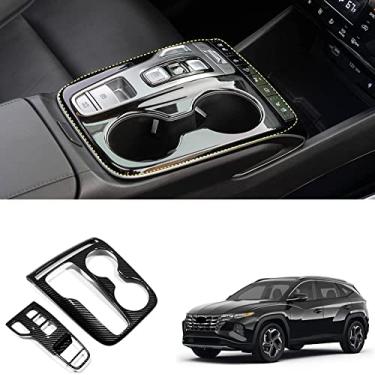 Imagem de GZBFTDH Painel de acabamento do botão de mudança de marchas do carro para acessórios híbridos plug-in Hyundai Tucson, consoles centrais de carbono para botas de câmbio LHD 2022 2023 (cromado)