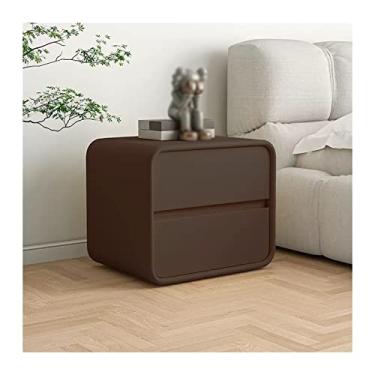 Imagem de Mesa de cabeceira marrom com 2 gavetas, mesa de cabeceira moderna, mesa de cabeceira de sofá de madeira para corredor da sala de estar do quarto, mesa de cabeceira de 18,5" A (tamanho:
