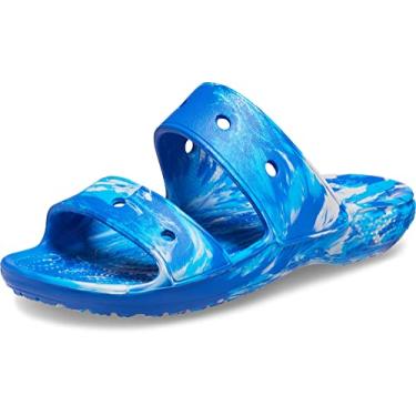 Imagem de Crocs Sandália clássica unissex com duas tiras para adultos, Parafuso azul/multi, 41