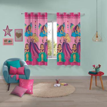 Imagem de Cortina com ilhos Microfibra Infantil Estampada Barbie Reino