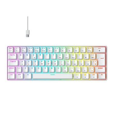 Imagem de TECLADO MECÂNICO HYRAX THUNDER HCK61 ABNT2 BRANCO SWITCH AZUL RGB