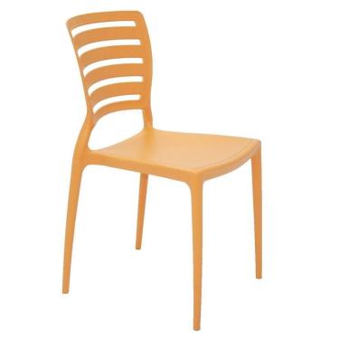 Imagem de Cadeira Sofia Laranja Sem Braços Encosto Vazado Horizontal Em Polipropileno E Fibra De Vi