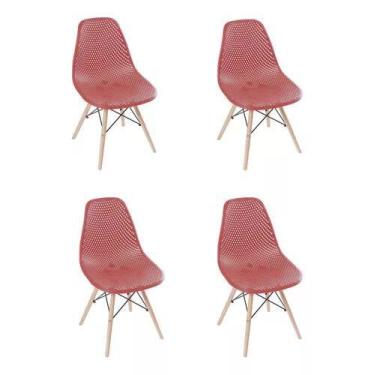 Imagem de Kit 4 Cadeiras Eames Design Colméia Eloisa Vinho - Homelandia