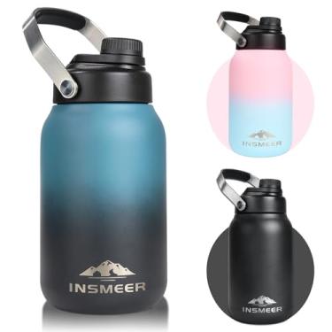 Imagem de INSMEER Garrafa Térmica Com Isolamento A Vácuo De Parede Dupla, Frasco De Boca Larga De Aço Inoxidável 18/8, À Prova De Suor, Garrafa De Água De Metal Sem Bpa Com Escova De Limpeza, 3780 Ml