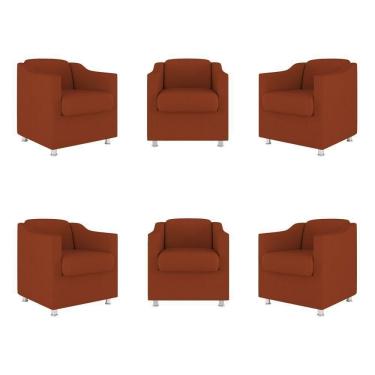 Imagem de Kit 6 Cadeiras Poltronas Decorativas Espera Clinica Dentista Cor:terracota