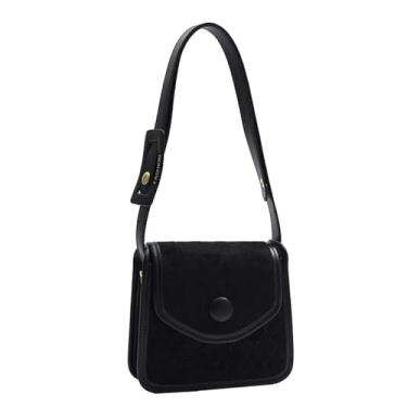 Imagem de Bolsa de ombro feminina de poliuretano elegante para uso diário, Preto