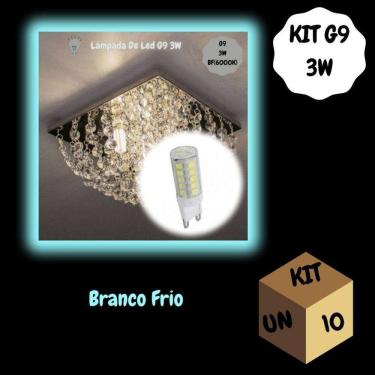 Imagem de Kit 10 Lâmpadas de Led G9 3w Branco Frio(6000K) P/ Lustres e Arandelas