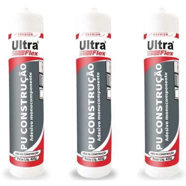 Imagem de Kit 3 Selante Vedante Poliuretano PU Ultraflex Bege Bisnaga 400g ITW