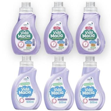 Imagem de Kit Vida Macia: 3 Un Lava Roupas 500Ml + 3 Un Amaciante Amendoas 500Ml