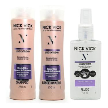 Imagem de Kit Nick Vick Liso Extremo Shampoo Cond. Fluido Acelerador NV PRK AP LISO EXT SH COND E FLUIDO ACE