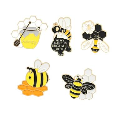Imagem de USHOBE 5 Unidades broche de abelha bolsas broches pingente alfinete de lapela mochilas chapéu light levinho acessório mini abelha broche de desenho animado roupas distintivo acessórios
