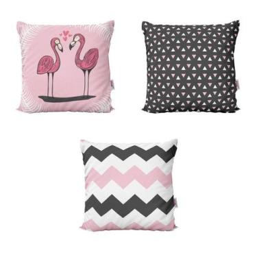 Imagem de Capas De Almofadas Rosa Flamingos Decorativas E Geométricas Para Sofá