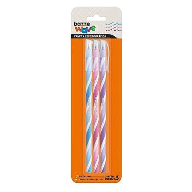 Imagem de Caneta Esferografica Bazze Wave 1.0 mm Fashion Cartela 3 Unidades