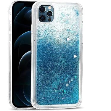 Imagem de SharkProten Capa para Huawei P60/Huawei P60 Pro Capa TPU à prova de choque com glitter cristal líquido areia movediça transparente pintada capa de telefone fina bumper capa transparente azul
