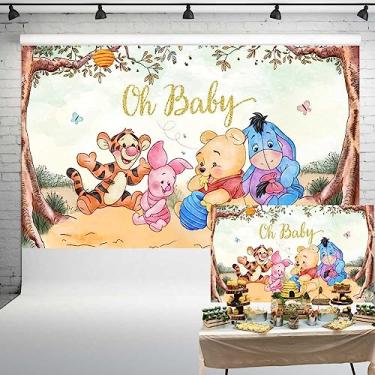 Imagem de Oh Baby Pooh Pano de fundo vintage Urso Pooh Chá de Bebê Fundo Clássico Ursinho e Amigos Decorações de Festa de Aniversário Recém-nascido 1,5 x 0,91 m 173