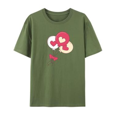Imagem de Camiseta Love Graphics para homens e mulheres com estampa engraçada de balão para amigos amor, Verde militar, M