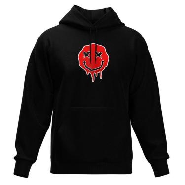 Imagem de Moletom Fechado Com Capuz Blusa de Frio Preta Estampas Variadas-Masculino