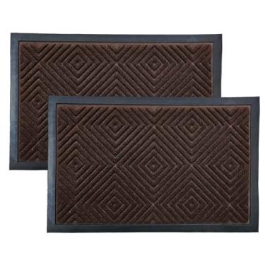 Imagem de Kit 2 Tapete Capacho Emborrachado Bem Vindo Porta Entrada Casa Apartamento Antiderrapante (Marrom)