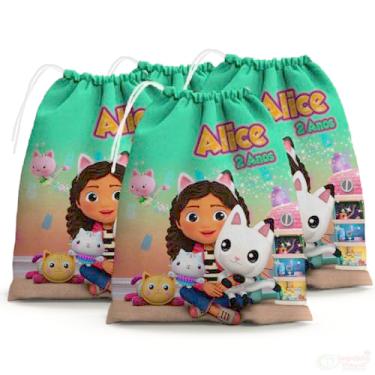 Imagem de Sacolinhas Surpresa Personalizada Tecido A Casa Mágica da Gabby (Sacolinhas 15x20, Unidades, 40)