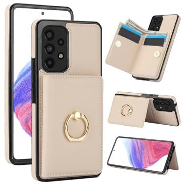 Imagem de Capa carteira para Samsung Galaxy A53 com suporte para cartão, capa de couro com bloqueio RFID, suporte de anel giratório de 360° com fecho magnético à prova de choque para Samsung A53 5G 6,5