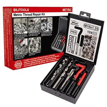 Imagem de BILITOOLS Kit de reparo de rosca M10x1,25, kit de reparo de helicóptero de broca HSS métrico