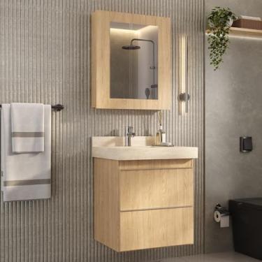 Imagem de Gabinete para Banheiro Suspenso Liso 60cm sem Lavatório Wood