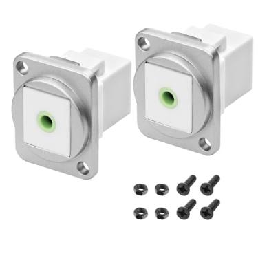 Imagem de MEIRIYFA Conector de montagem em painel tipo D estéreo 1/8 de 3,5 mm, fêmea para fêmea, painel reto 1/8, acoplador TRS para amplificador de fone de ouvido, cabo de alto-falante, pacote com 2