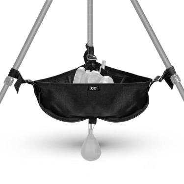 Imagem de JJC Bolsa de pedra de pesos de tripé, sacos de areia pesados para tripé com suporte de luz de cavalete para fotografia, pinturas de astrofotografia, bolsa de tripés com fivelas ajustáveis e 9 bolsos