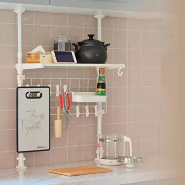 Imagem de Prateleira de secagem de louça, prateleira de armazenamento de material de cozinha de metal ajustável em altura entre armário e bancada, resistente, economia de espaço em pé