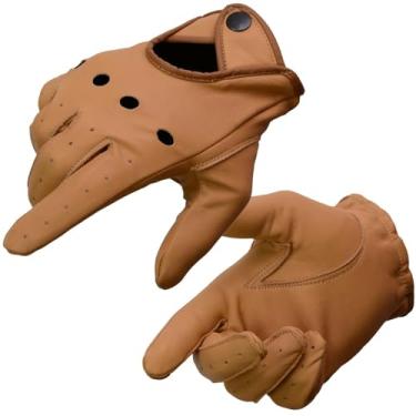 Imagem de Milwaukee Leather MG7508 Luvas masculinas de couro perfurado com dedo inteiro para motociclista com "junta aberta" respirável - pequena