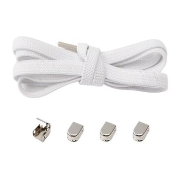 Imagem de No Tie Shoelaces Metal Buckles Elastic For Sneakers One Size Fits All Adult Kids Laces Lazy Sport Rubber Shoestrings(WHITE)