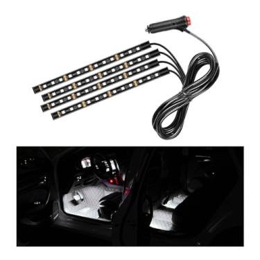 Imagem de Ohleats Fita de LED para carro, 48 luzes LED RGB para ambientes interiores automotivos, isqueiro sob o painel, luz noturna ambiente, kit de iluminação de lâmpada interna, acessórios de carro (branco)
