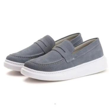 Imagem de Sapato Masculino Mocassim Brogue Solado Costurado Loafer Sola Alta Premium Camurça-Masculino