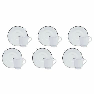 Imagem de Conjunto de Xícara de Chá com Pires 06 Peças Itamaraty Prata Schmidt
