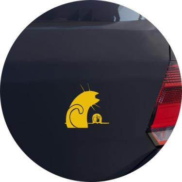Imagem de Adesivo de Carro Gato e Rato na Toca - Melhor Adesivo, Amarelo