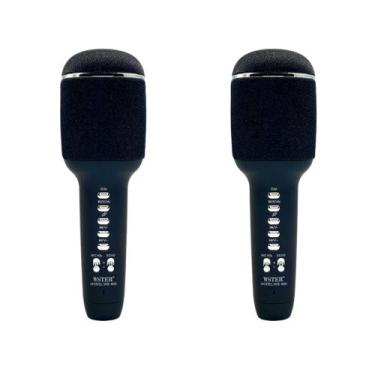 Imagem de Kit 2 Caixa de Som e Microfone Sem Fio Karaokê Repórter Youtuber WS-90