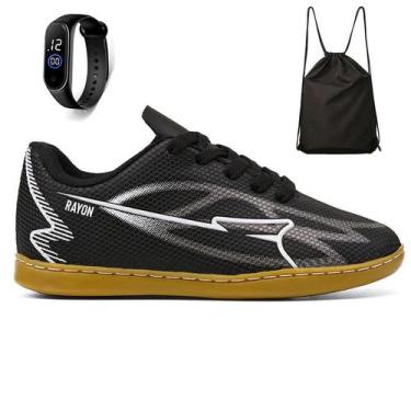 Imagem de Kit Chuteira Infantil Futsal Meninos Quadra Futebol de Salão + Mochila