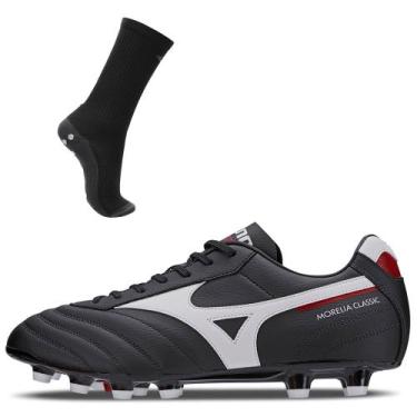 Imagem de Kit 1 Chuteira Campo Masculina Mizuno Morelia Classic MD e 1 Meia Anti