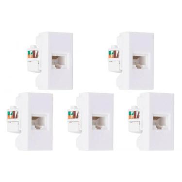 Imagem de Kit C/5 - Modulo Steck Linha Stella Tomada Rj45 - Branco ..., Branco