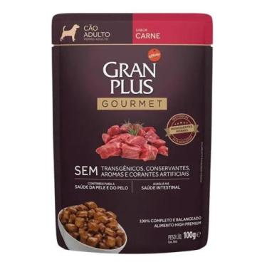 Imagem de Ração Úmida Cães Adultos Gourmet Carne Sachê 100g Granplus - Gran Plus