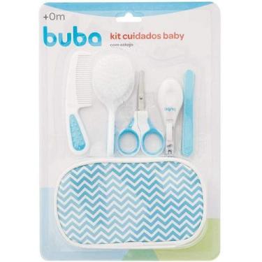 Imagem de Cuidados BABY C/ESTOJO Lixa Tesoura Cortador Pente Escova Buba, Azul