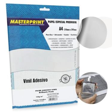 Imagem de Filme Adesivo Vinil Prata Brilhante A4 135G/M² 10 Folhas Prova D'agua 
