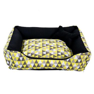 Imagem de Cama para Cachorro Grande 70X55 Com Zíper Estampa Geométrico Amarelo P