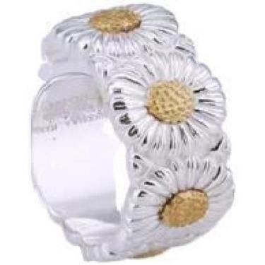 Imagem de Anel Prateado Ajustável Flor Branca Com Amarela Margarida - Geral